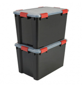 Aufbewahrungsbox AT-LD BkR/C/D.Red 6340, außen 29x59x38cm, Polypropylen schwarz/transparent/rot
