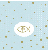 Motivservietten Kommunion 198276 / Ichthys Fisch mit Punkten, 3-lagig, 33x33cm