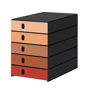 styro Schubladenbox styroval pro Emotions Herbst  orange, braun, rot DIN C4 mit 5 Schubladen