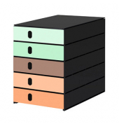 styro Schubladenbox styroval pro Emotions Mediterran  grün, braun, orange DIN C4 mit 5 Schubladen