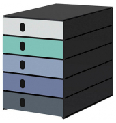 styro Schubladenbox styroval pro Emotions Gletscher  weiß, grün, blau, grau DIN C4 mit 5 Schubladen