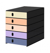 styro Schubladenbox styroval pro Emotions Sonnenaufgang  gelb, orange, rosa, lila DIN C4 mit 5 Schubladen