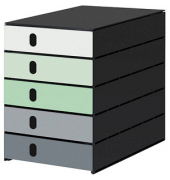 styro Schubladenbox styroval pro Emotions Frühling  grün, grau DIN C4 mit 5 Schubladen