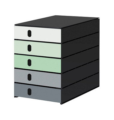styro Schubladenbox styroval pro Emotions Frühling grün, grau DIN C4 mit 5 Schubladen styro Schubladenbox styroval pro Emotions Frühling grün, grau DIN C4 mit 5 Schubladen