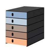 styro Schubladenbox styroval pro Emotions Beach  blau, braun, orange DIN C4 mit 5 Schubladen