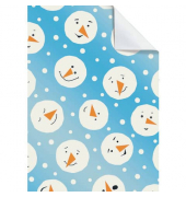 Geschenkpapierzuschnitte Weihnachten 2513614540, Schneemanngesichter, 50cm x 70cm, blau/weiß