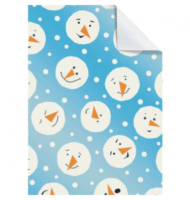 Geschenkpapierzuschnitte Weihnachten 2513614540, Schneemanngesichter, 50cm x 70cm, blau/weiß