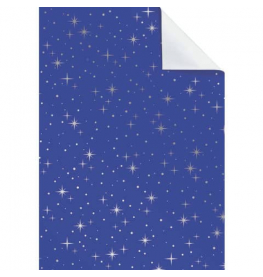 Geschenkpapierzuschnitte Weihnachten 2513638940, Sterne, 50cm x 70cm, blau/silber