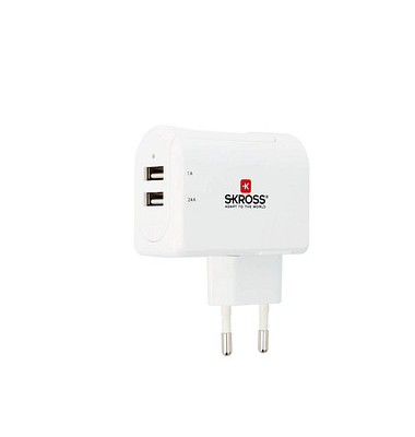 SKROSS Euro USB Charger 2-Port Ladeadapter weiß, 17 Watt