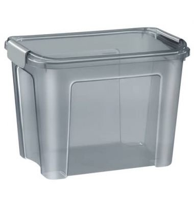 Aufbewahrungsbox Shadow 2345040061, 18 Liter, außen 27,7x38,9x28,5cm, PP (ausser Clipverschlüsse) 100% recyclebar transparent/gr Aufbewahrungsbox Shadow 2345040061, 18 Liter, außen 27,7x38,9x28,5cm, PP (ausser Clipverschlüsse) 100% recyclebar transparent/gr