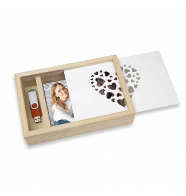 Fotobox CZ 1257, mit Deckel, au&szlig;en 24,5x16x5cm, Holz braun