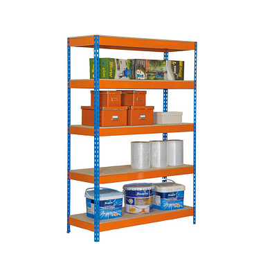 Simon Rack Schwerlastregal KIT BRICOFORTE 1006-5 CHIPBOARD orange, blau 100,0 x 60,0 x 200,0 cm