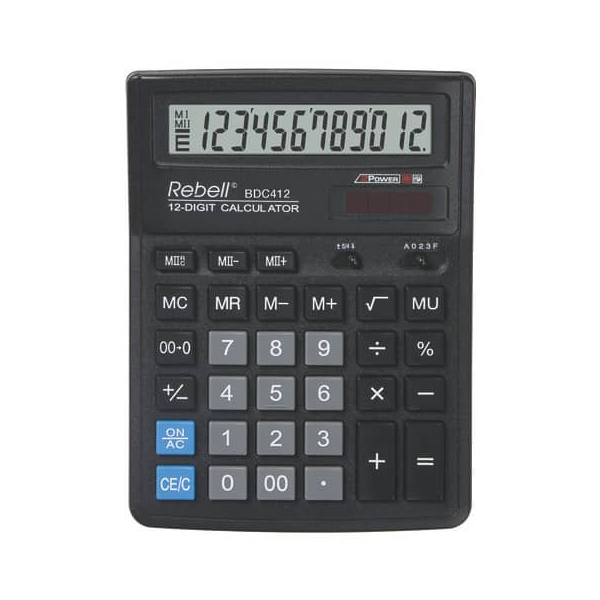 8595179506382 - Tischrechner anzeigend BDC 412 12 Stellen Solar Batterie
