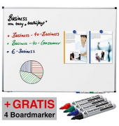 Whiteboard PREMIUM 150,0 x 100,0 cm weiß spezialbeschichteter Stahl + GRATIS 4 Boardmarker TZ 100 farbsortie