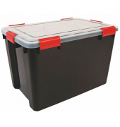 Aufbewahrungsbox AT-LD BkR/C/D.Red 6191, außen 29x59x38cm, Polypropylen schwarz/transparent/rot