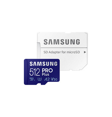 Speicherkarte PRO Plus MB-MD512KA/EU, Micro-SDXC, mit SD-Adapter, V30, bis 160 MB/s, 512 GB