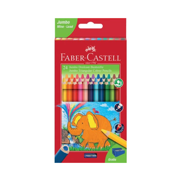 8991761313015 - Buntstift Jumbo Dreikantform - 24 Farben sortiert Kartonetui 8991761313015 Faber-Castell