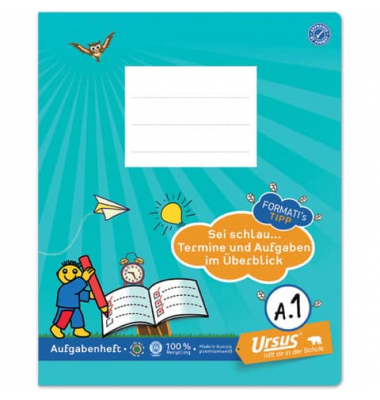 Schulheft 060580000, liniert / Lineatur A1, 80g, blaugrün