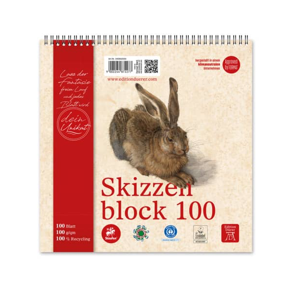 5 Stück Edition DÜRER Skizzenblock Quart 20x20cm 100BL weiß 9002244872277 Edition DÜRER