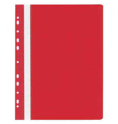Schnellhefter Multiloch 1704001-04, A4, rot, Polyvinylchlorid (PVC), 80g, Vorderdeckel transparent