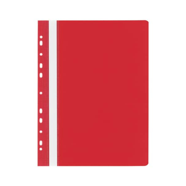 10 Stück Donau Schnellhefter Multiloch 1704001-04, A4, rot, Polyvinylchlorid (PVC), Vorderdeckel transparent 9003106568673 Donau