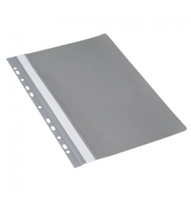Schnellhefter 1704001-13, A4, grau, Polyvinylchlorid (PVC), Vorderdeckel transparent
