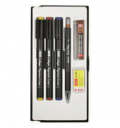 Pigmentliner-Set Schulset Creative&Draving, AH80087, schwarz (Schreibfarbe: schwarz), 0,3+0,5+0,7mm