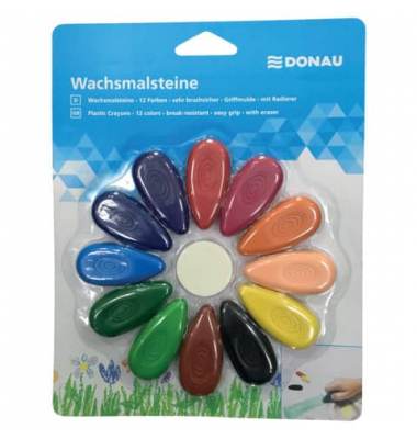 Wachsmalstifte, 5220100-99, 12 Farben sortiert, Tropfenform, 5cm (L)