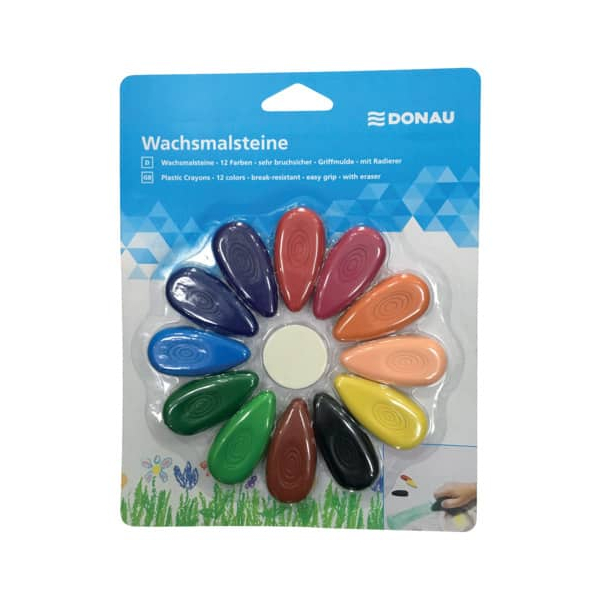 PBs Wachsmalstifte, 5220100-99, 12 Farben sortiert, Tropfenform, 5cm (L) 9004546399254 PBs 12 Stück
