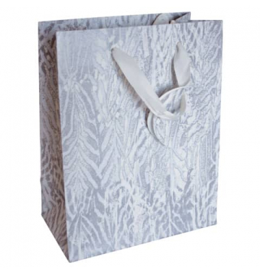 Geschenktasche 41292 beflockt, allgemein, Schleifenband mit Anhänger, beflockt, 18cm x 23cm