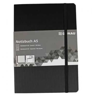 Notizbuch 1345100-01, schwarz, A5, kariert, 80g, 96 Blatt / 192 Seiten