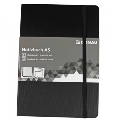 Notizbuch 1345101-01, schwarz, A5, liniert, 80g, 96 Blatt / 192 Seiten