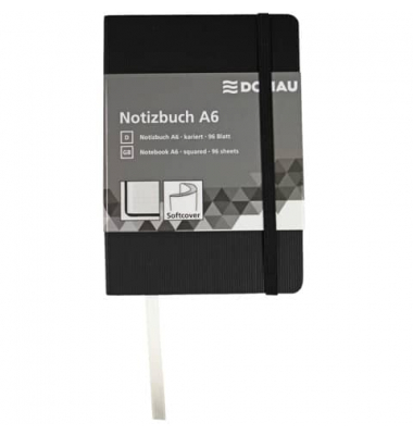 Notizbuch 1346100-01, schwarz, A6, kariert, 80g, 96 Blatt / 192 Seiten