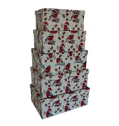 Weihnachtsgeschenkkarton Vögel - 5 tlg., rechteckig