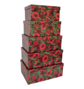 Weihnachtsgeschenkkarton Rosen - 5 tlg., rechteckig