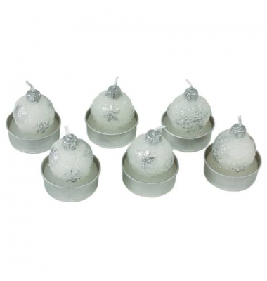 Teelichter N23052-4010 Christbaumkugel weiß Ø 30mm ca. 2 Stunden Brenndauer