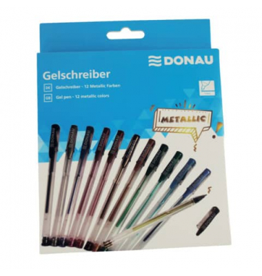 Gelschreiber Metallic, 322227, transparent (Schreibfarbe: 12-farbig sortiert), 1mm, mit Kappe