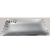 48422 Glasteller rechteckig 34x17cm, mit Glitzersteinen