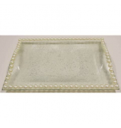 48425 Glasteller rechteckig 28x20,5cm, mit Perlen