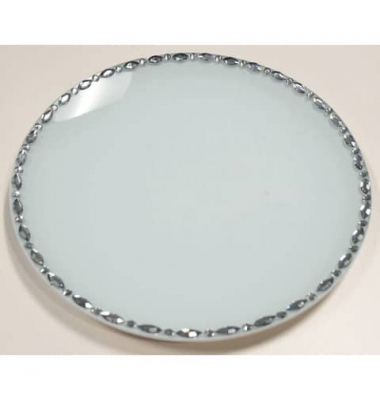 48428 Glasteller rund DM 25cm, mit Glitzersteinen