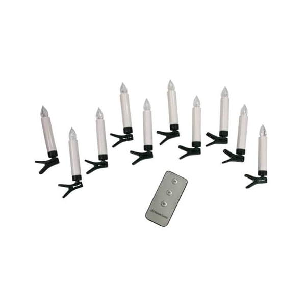 Christbaumkerze LED - inkl Batterien und Fernbedienung 10 Stück weiß.