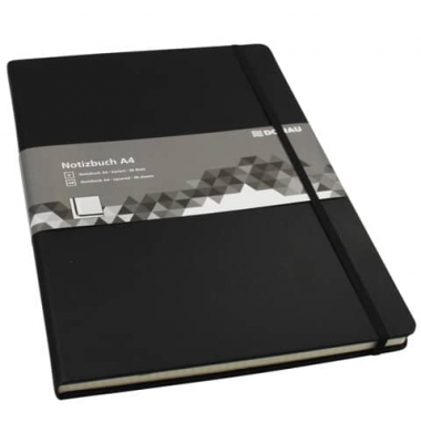 Notizbuch 344200-01, schwarz, A4, kariert, 80g, 96 Blatt / 192 Seiten