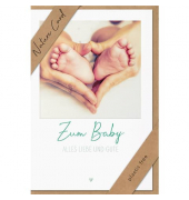 Gl&uuml;ckwunschkarten 691003-2 Babyf&uuml;&szlig;e, von H&auml;nden gehalten Aufdruck: &bdquo;Zum Baby&ldquo; und &bdquo;Alles Liebe und Gute&ldquo;