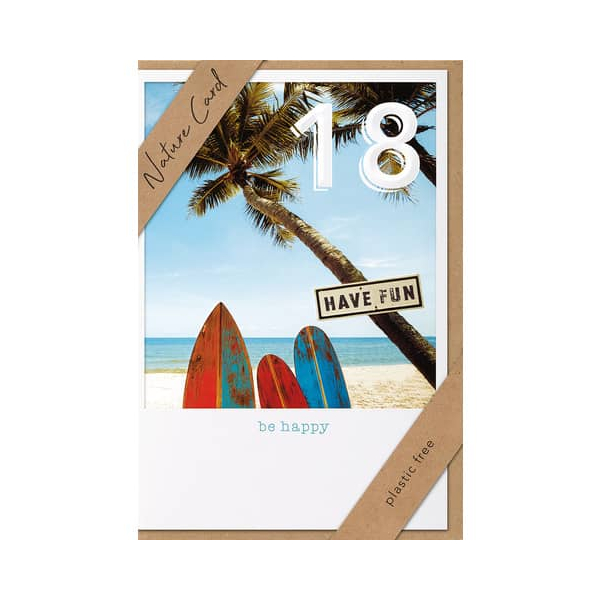3 x bsb Geburtstagskarte Zahl 18 - Natur Card inkl. Umschlag.