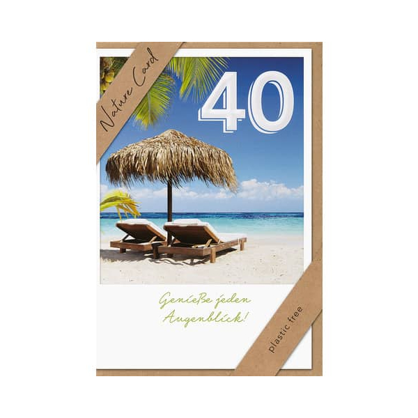 3 x bsb Geburtstagskarte Zahl 40 - Natur Card inkl. Umschlag.