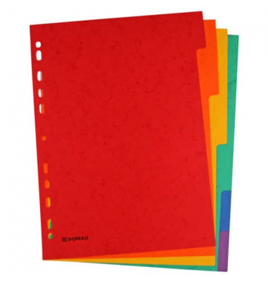 Kartonregister 8671006-99, 6-teilig blanko, A4, 225 g/m², farbige Taben, 6-teilig