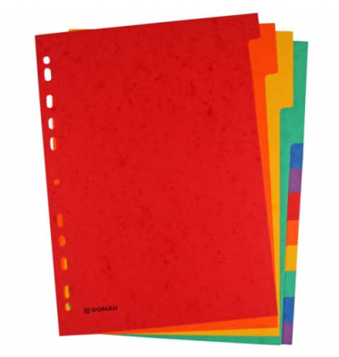 Kartonregister 8671012-99, 12-teilig blanko, A4, 225 g/m², farbige Taben, 12-teilig