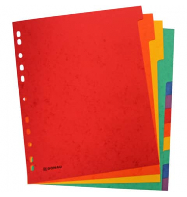 Kartonregister 8671112-99, 12-teilig blanko, A4+, 225 g/m², farbige Taben, 12-teilig