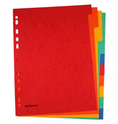 Kartonregister 8671010-99, 10-teilig blanko, A4, 225 g/m², farbige Taben, 10-teilig