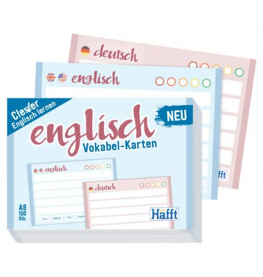Vokabel-Karten 3822-5 Vokabel-Karten Englisch, liniert / liniert, A8 quer